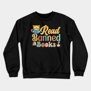 I Read Banned Books Week Librarian Freadom Reader Nerd Men Crewneck Sweatshirt